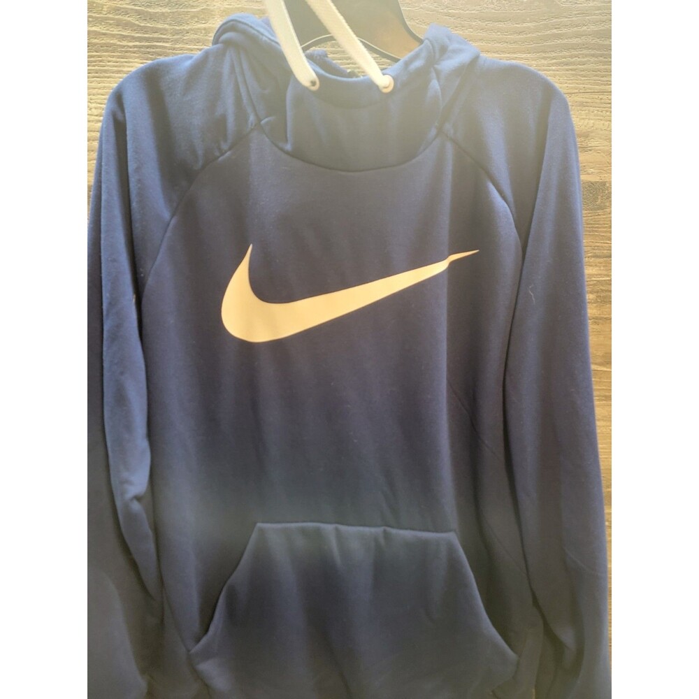 Nike Logo Therma DRI-FIT Pullover Hoodie Hood Large  Swoosh Graphic Logo - Picture 2 of 4